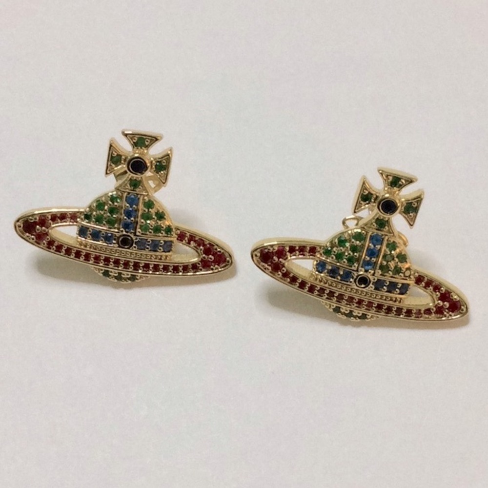 Sold out VW colorful crystal stud earrings - Picture 2 of 6
